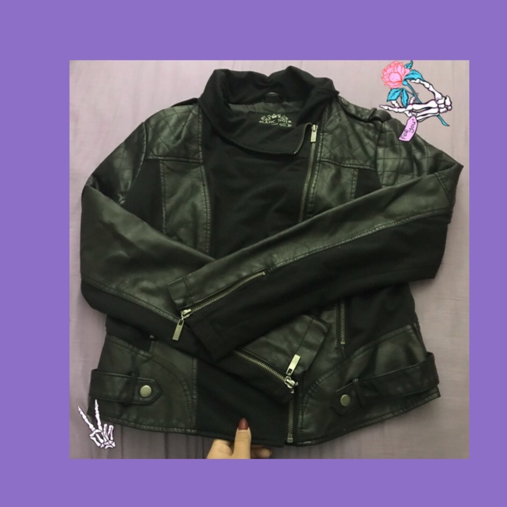 Blanc Noir Leather Moto Jacket -Large